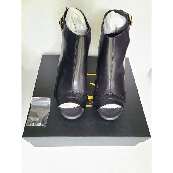 ILENE BERG Samara Black Leather Booties Comfortable High Heels SIZE 8 NEW IN BOX - Picture 5 of 17